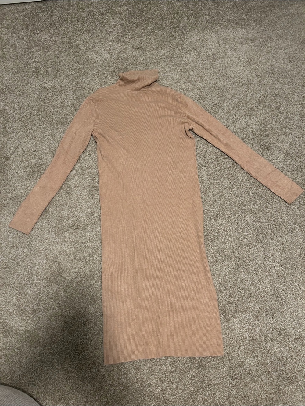 Express Long Sleeve Turtleneck Dress - Beige